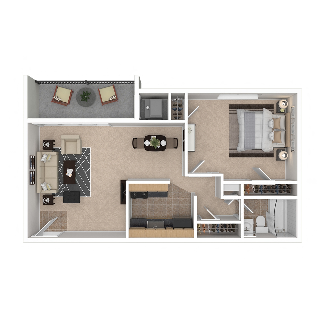 Furnished 1Bedroom Apartment Floor Plan